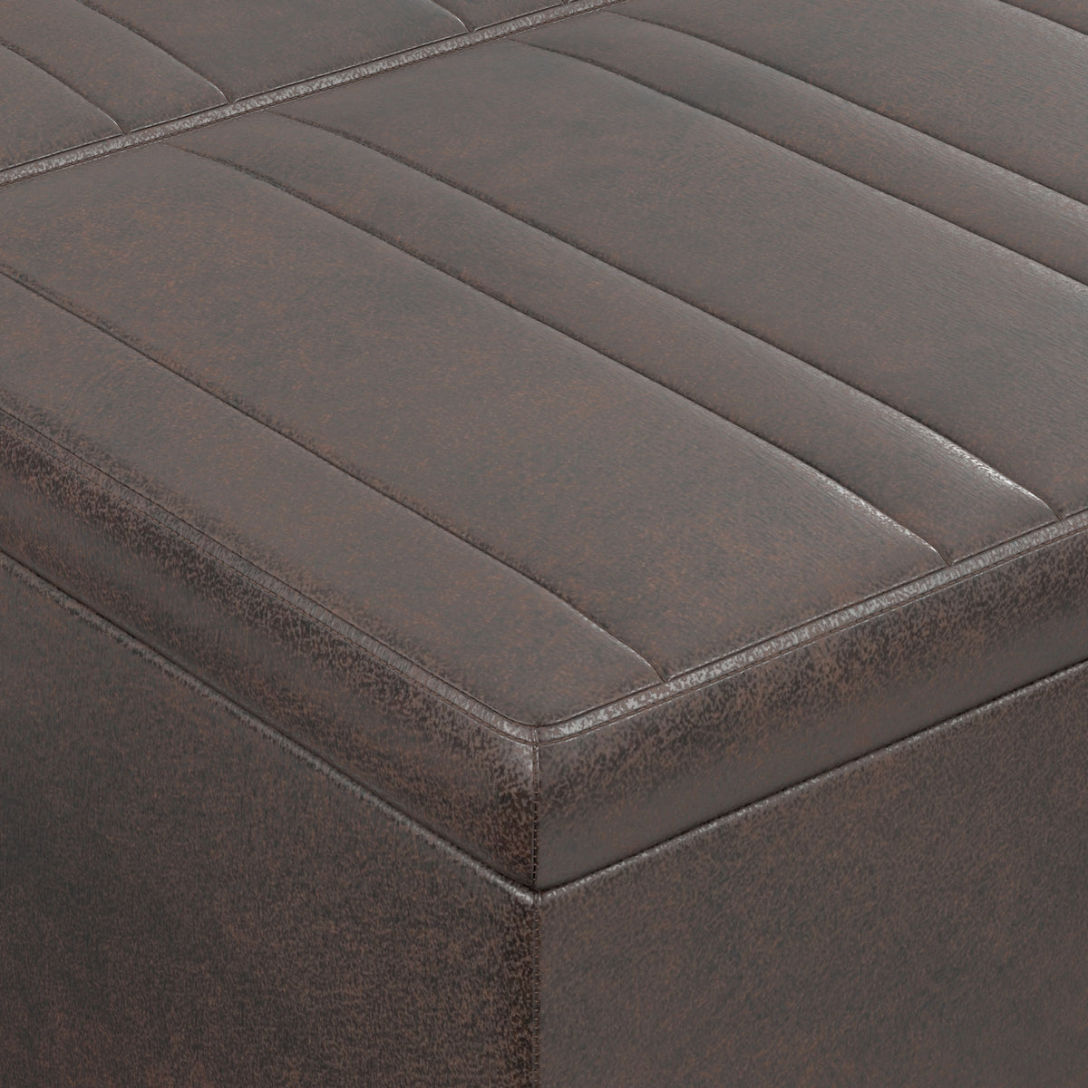 Distressed Brown Distressed Vegan Leather | Ellis Table Ottoman in Distressed Vegan Leather
