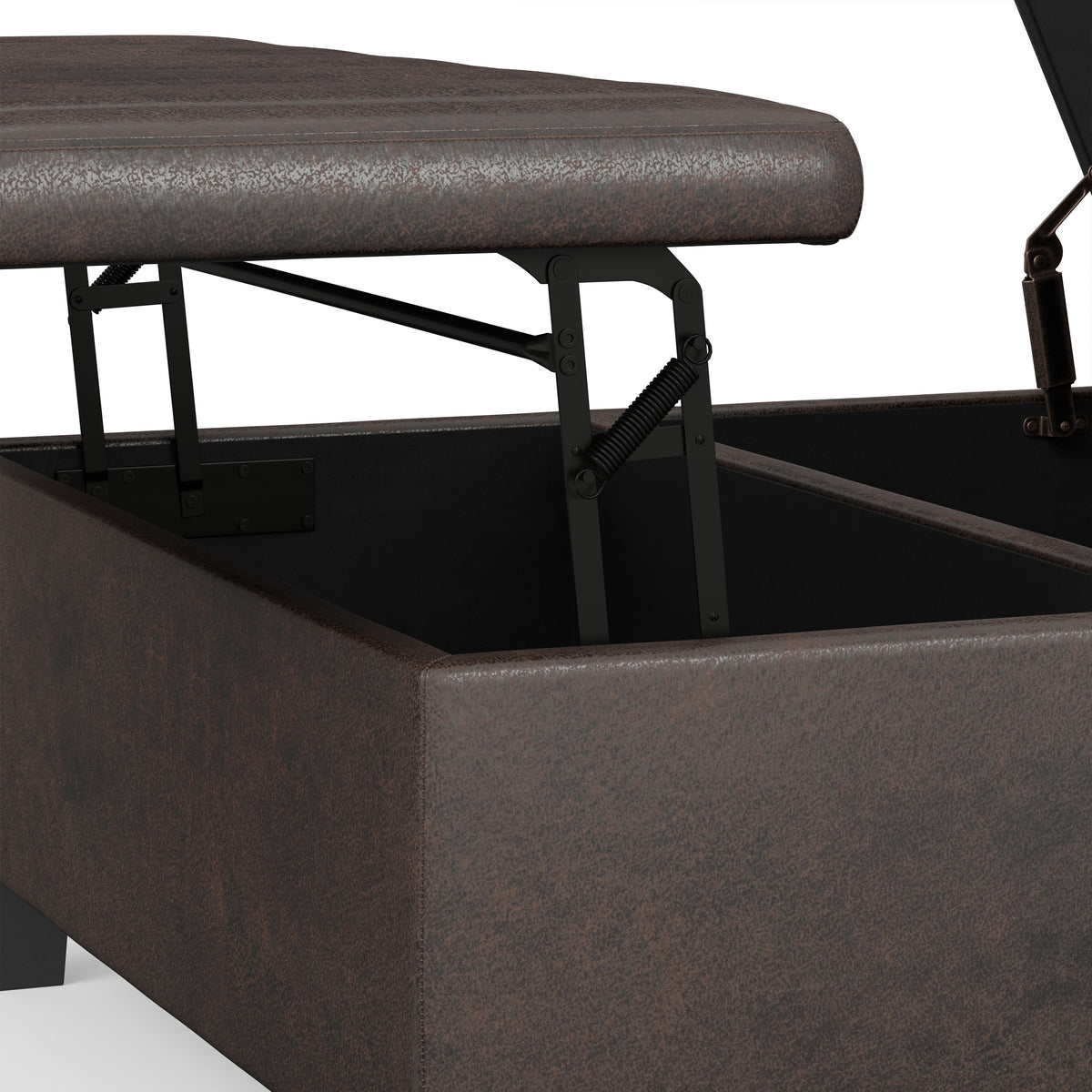 Distressed Brown Distressed Vegan Leather | Ellis Table Ottoman in Distressed Vegan Leather