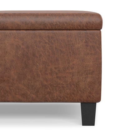 Distressed Saddle Brown Distressed Vegan Leather | Ellis Table Ottoman in Distressed Vegan Leather