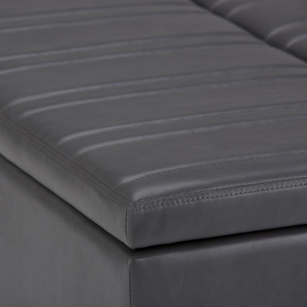 Stone Grey Vegan Leather | Ellis Coffee Table Storage Ottoman