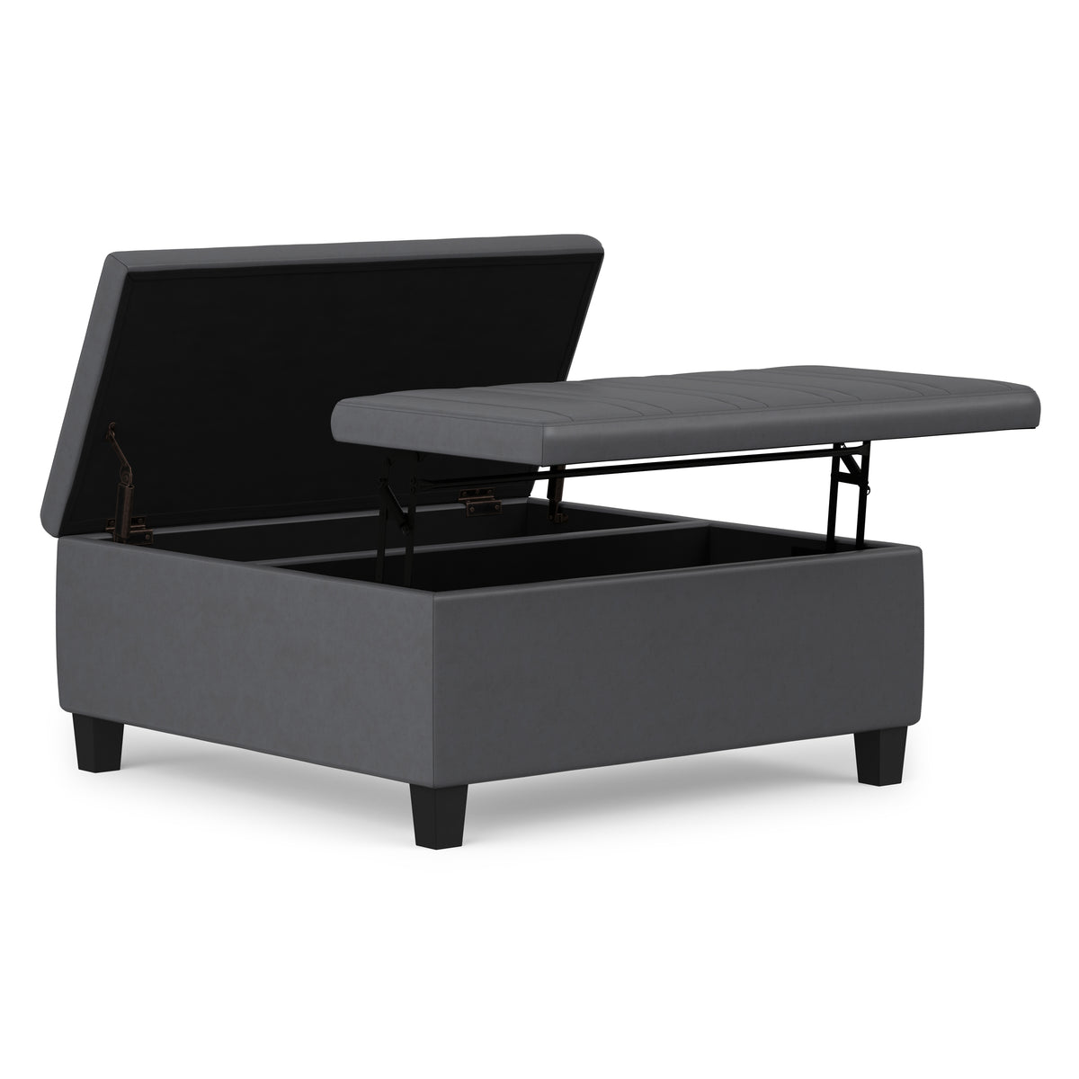 Stone Grey Vegan Leather | Ellis Coffee Table Storage Ottoman