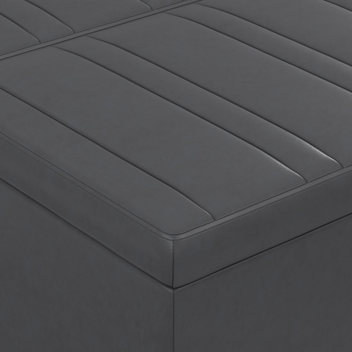 Stone Grey Vegan Leather | Ellis Coffee Table Storage Ottoman