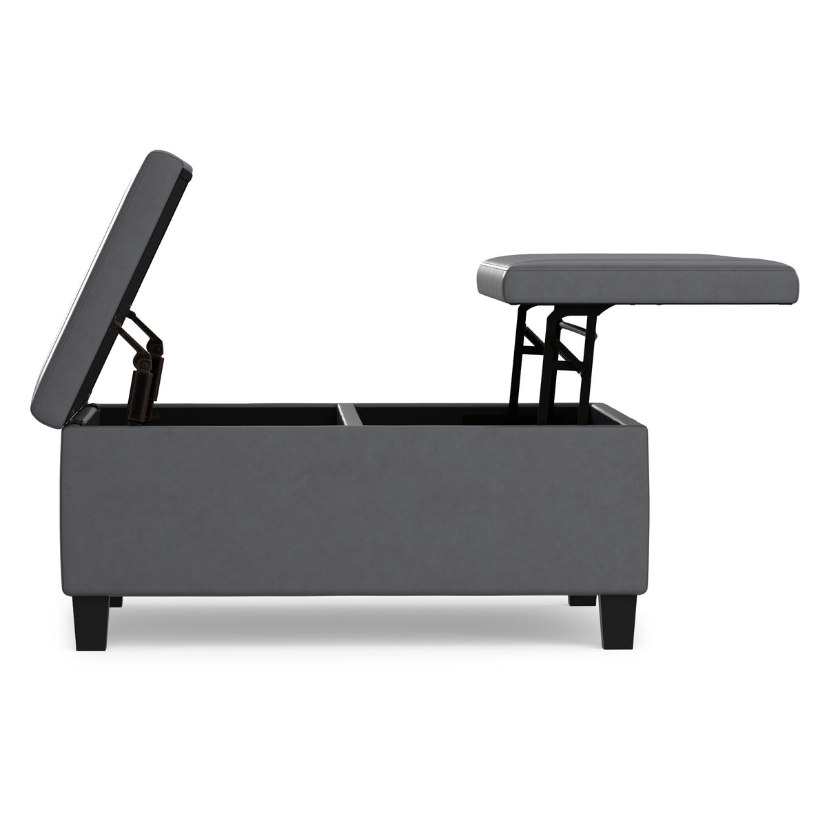 Stone Grey Vegan Leather | Ellis Coffee Table Storage Ottoman