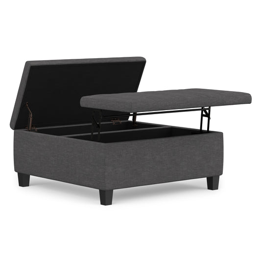 Slate Grey Linen Style Fabric | Ellis Coffee Table Storage Ottoman
