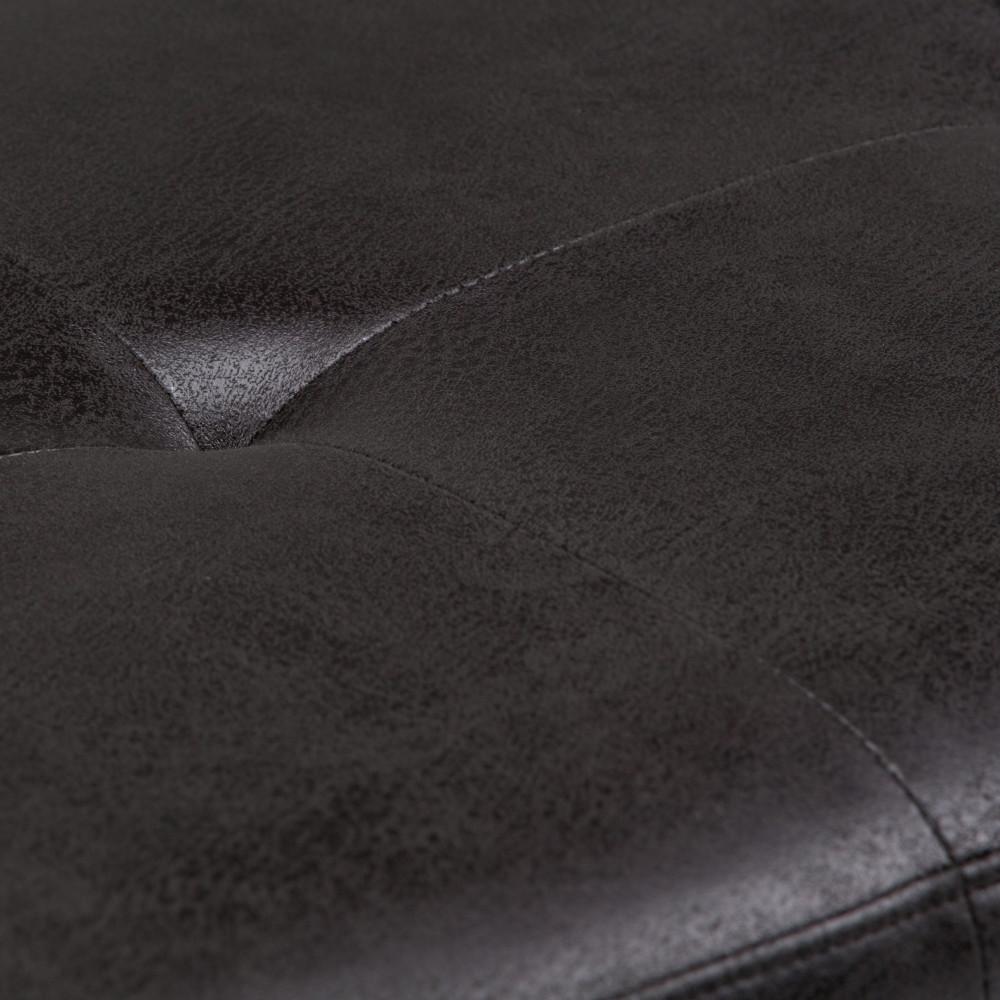 Distressed Black Distressed Vegan Leather | Lacey Tufted Ottoman Bench