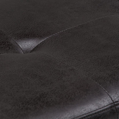 Distressed Black Distressed Vegan Leather | Lacey Tufted Ottoman Bench