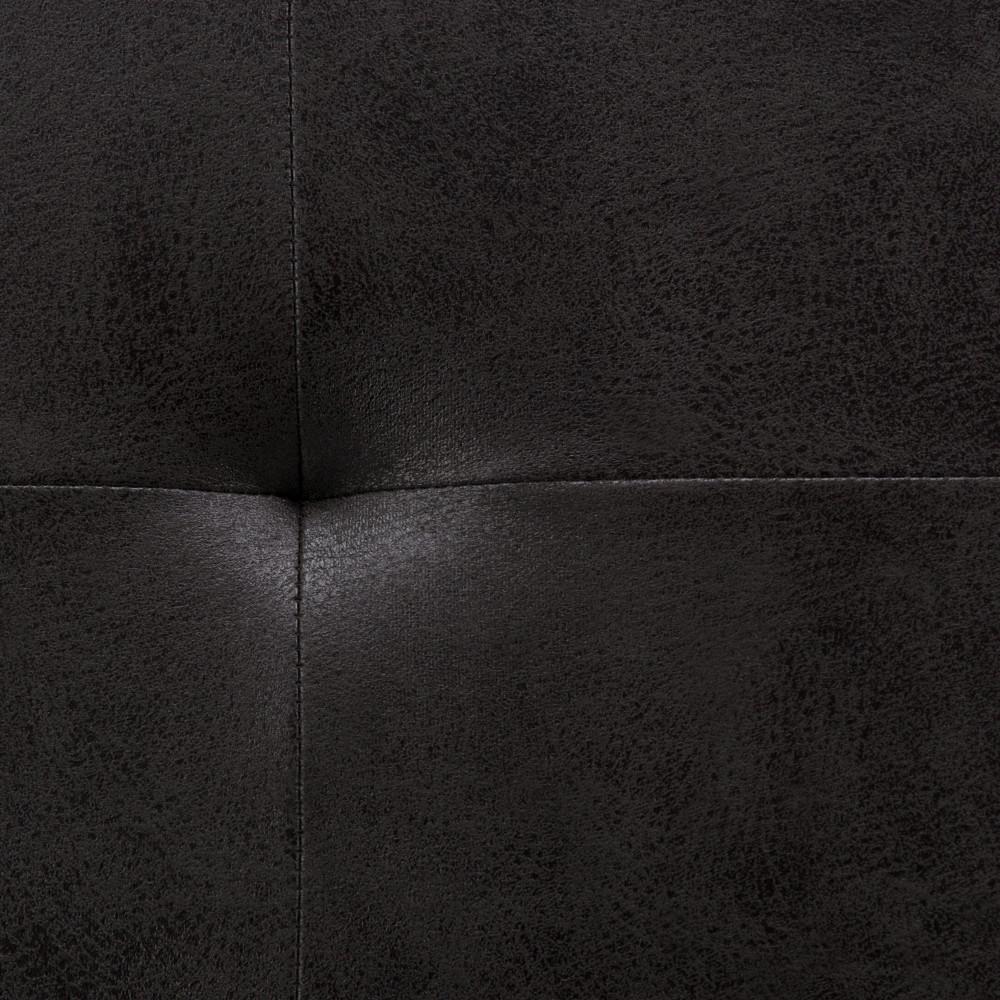 Distressed Black Distressed Vegan Leather | Lacey Tufted Ottoman Bench