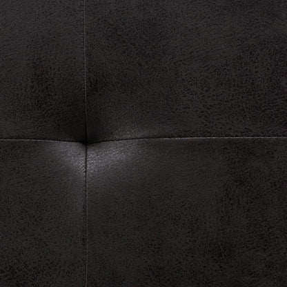 Distressed Black Distressed Vegan Leather | Lacey Tufted Ottoman Bench