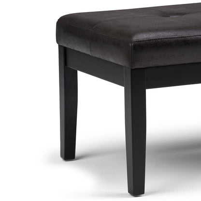 Distressed Black Distressed Vegan Leather | Lacey Tufted Ottoman Bench