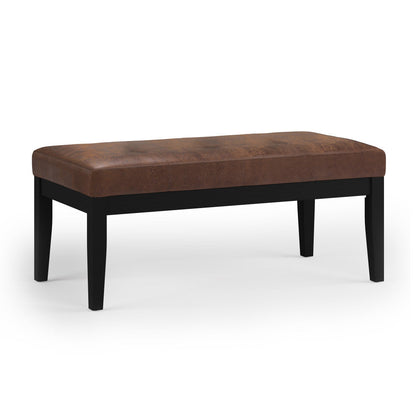 Distressed Chestnut Brown Distressed Vegan Leather | Lacey Tufted Ottoman Bench
