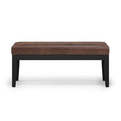 Distressed Chestnut Brown Distressed Vegan Leather | Lacey Tufted Ottoman Bench