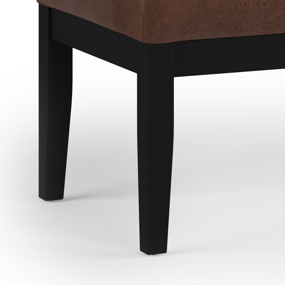 Distressed Chestnut Brown Distressed Vegan Leather | Lacey Tufted Ottoman Bench