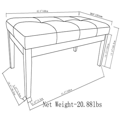 Distressed Chestnut Brown Distressed Vegan Leather | Lacey Tufted Ottoman Bench