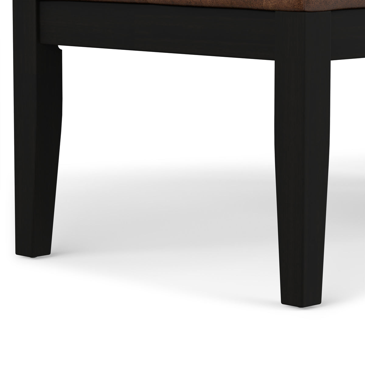 Distressed Chestnut Brown Distressed Vegan Leather | Lacey Tufted Ottoman Bench