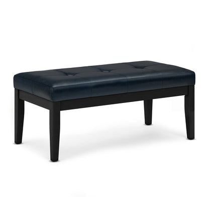 Distressed Dark Blue Distressed Vegan Leather | Lacey Tufted Ottoman Bench