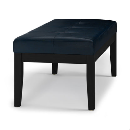 Distressed Dark Blue Distressed Vegan Leather | Lacey Tufted Ottoman Bench