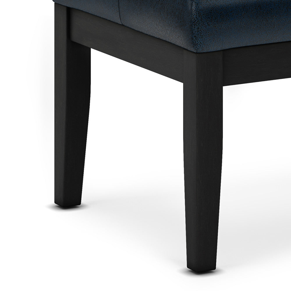 Distressed Dark Blue Distressed Vegan Leather | Lacey Tufted Ottoman Bench