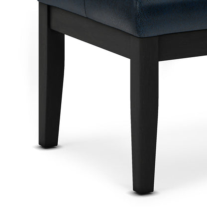 Distressed Dark Blue Distressed Vegan Leather | Lacey Tufted Ottoman Bench