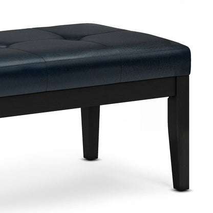 Distressed Dark Blue Distressed Vegan Leather | Lacey Tufted Ottoman Bench