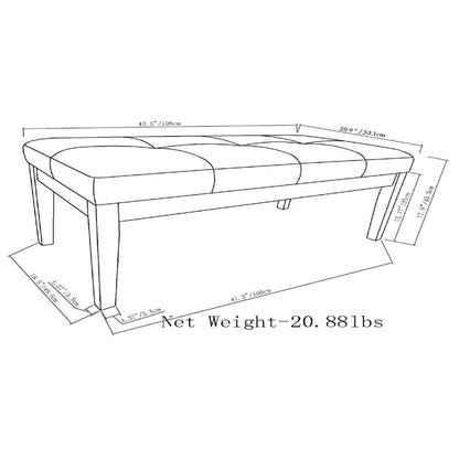 Distressed Dark Blue Distressed Vegan Leather | Lacey Tufted Ottoman Bench