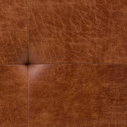 Distressed Saddle Brown Distressed Vegan Leather | Lacey Tufted Ottoman Bench