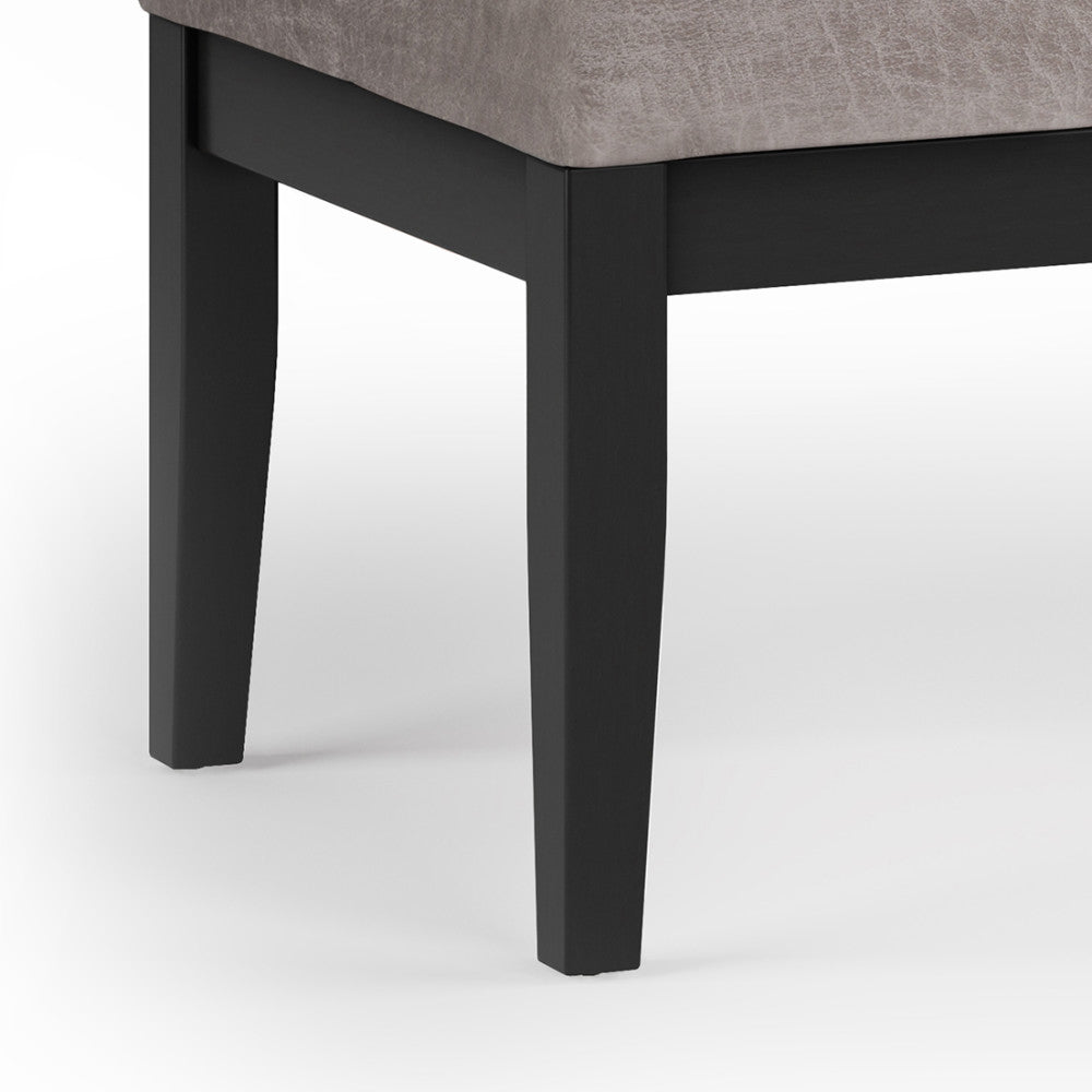 Distressed Grey Taupe Distressed Vegan Leather | Lacey Tufted Ottoman Bench