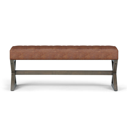 Distressed Saddle Brown Distressed Vegan Leather | Salinger Ottoman Bench