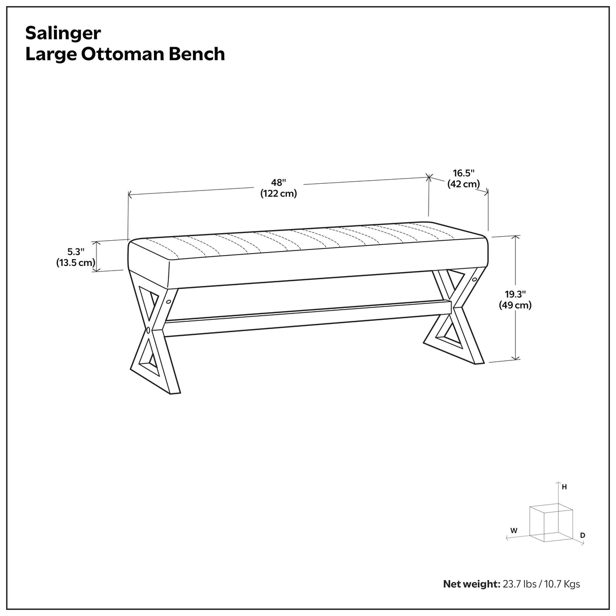 Distressed Grey Taupe Distressed Vegan Leather | Salinger Ottoman Bench