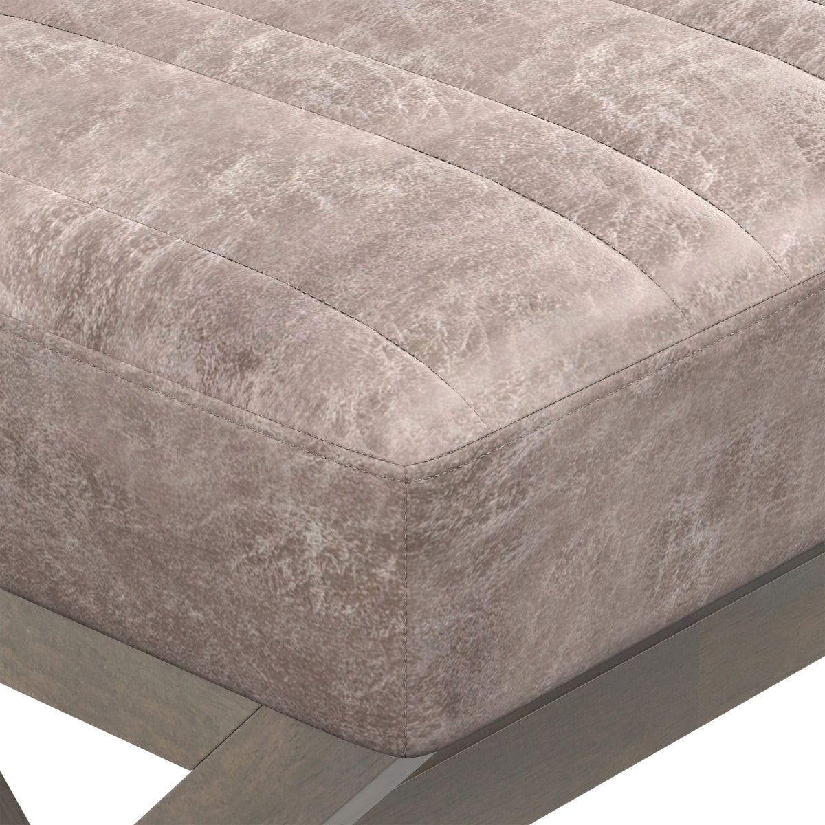 Distressed Grey Taupe Distressed Vegan Leather | Salinger Ottoman Bench
