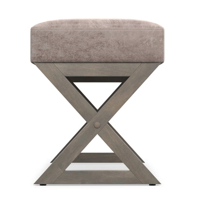 Distressed Grey Taupe Distressed Vegan Leather | Salinger Ottoman Bench