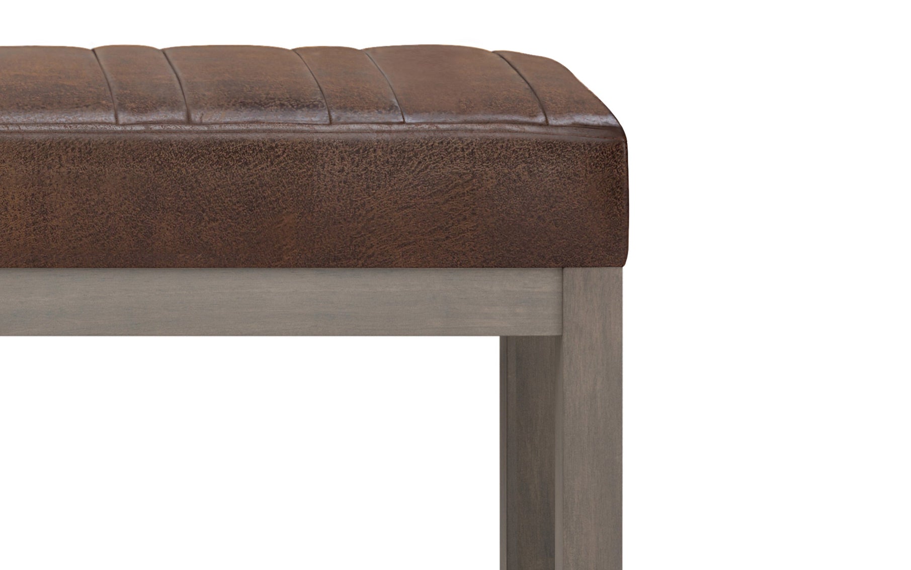 Distressed Chestnut Brown Distressed Vegan Leather | Casey Ottoman Bench