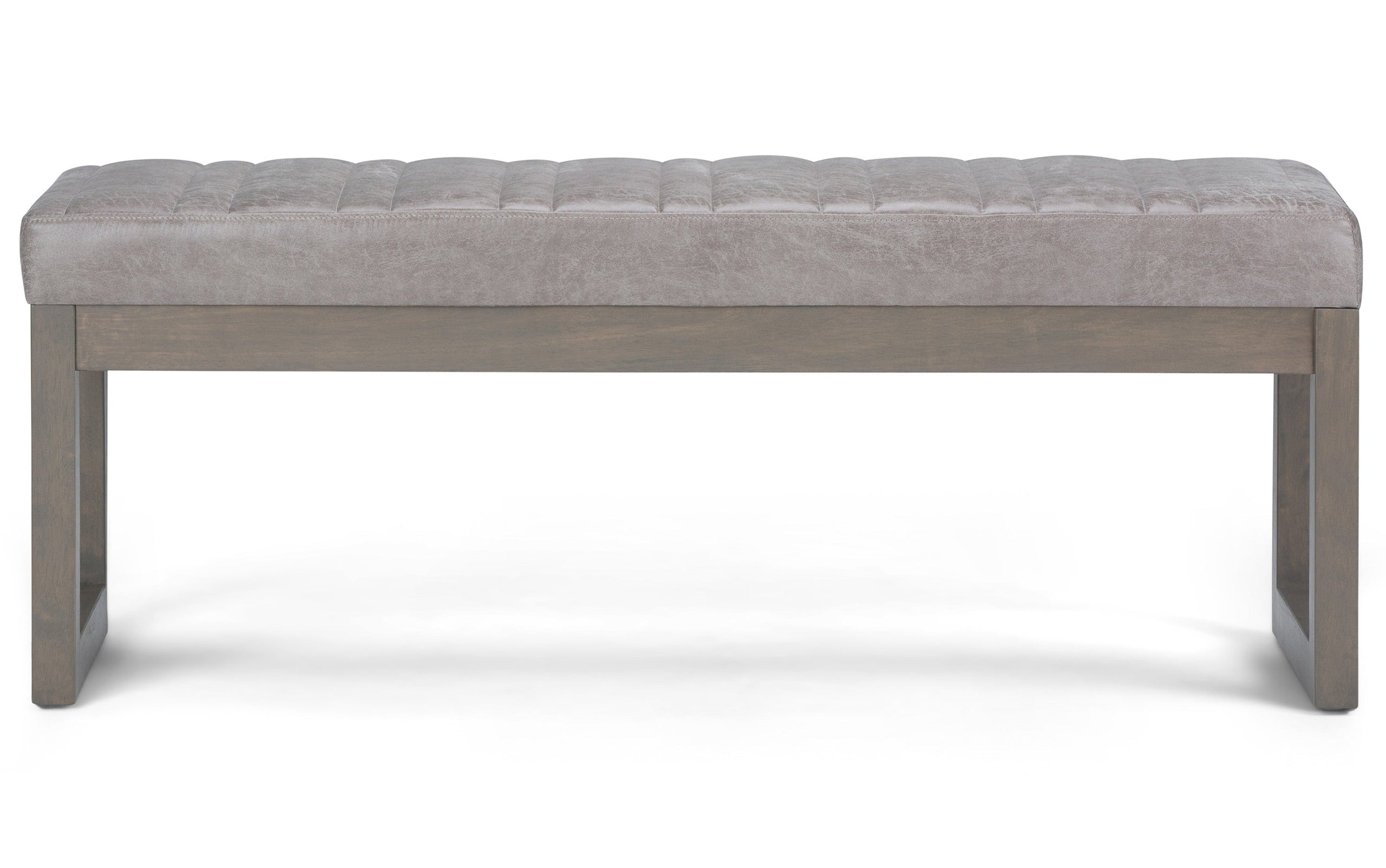 Distressed Grey Taupe Distressed Vegan Leather | Casey Ottoman Bench
