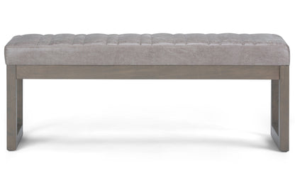 Distressed Grey Taupe Distressed Vegan Leather | Casey Ottoman Bench