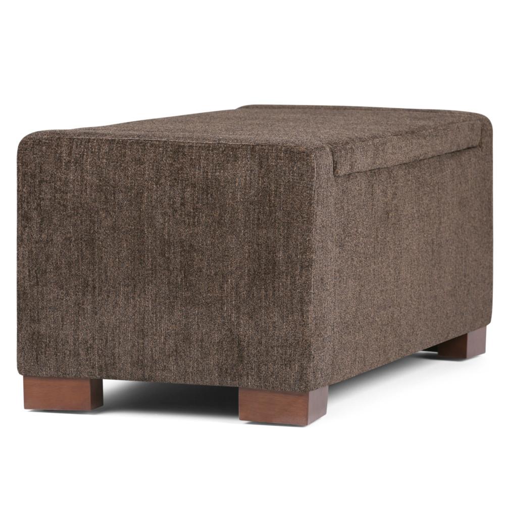Bretton Lift Top Storage Ottoman in Deep Umber Brown Fabric