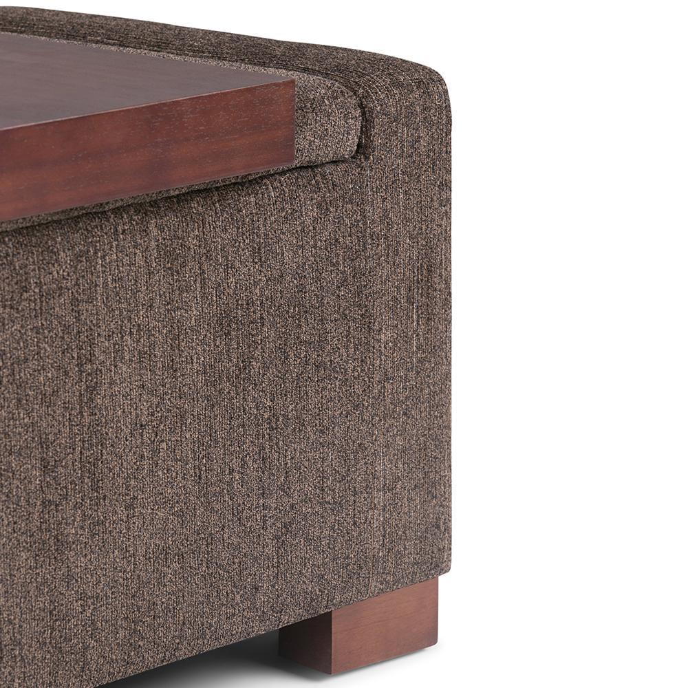 Bretton Lift Top Storage Ottoman in Deep Umber Brown Fabric