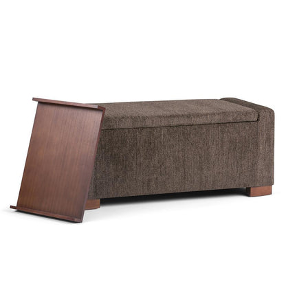 Bretton Lift Top Storage Ottoman in Deep Umber Brown Fabric