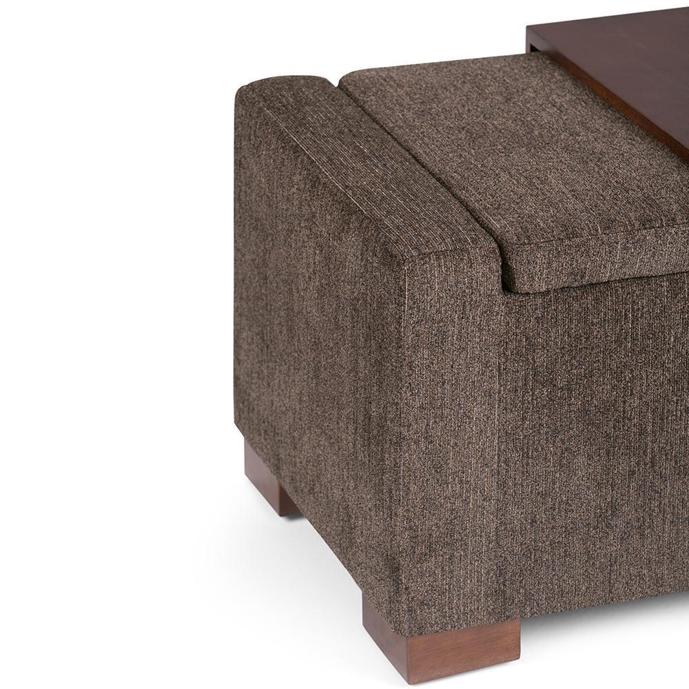 Bretton Lift Top Storage Ottoman in Deep Umber Brown Fabric