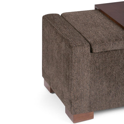 Bretton Lift Top Storage Ottoman in Deep Umber Brown Fabric