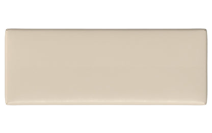 Satin Cream Distressed Vegan Leather | Chanelle Mid Century Ottoman Bench