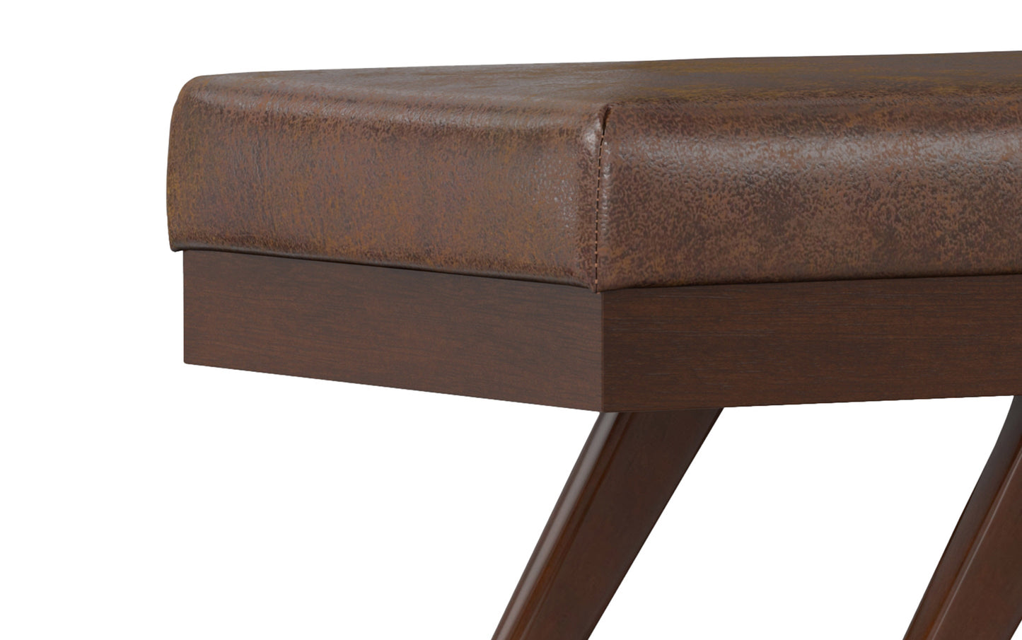 Chanelle Ottoman Bench in Distressed Vegan Leather