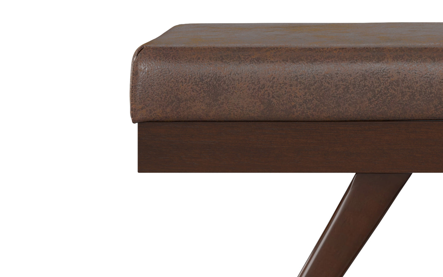 Chanelle Ottoman Bench in Distressed Vegan Leather