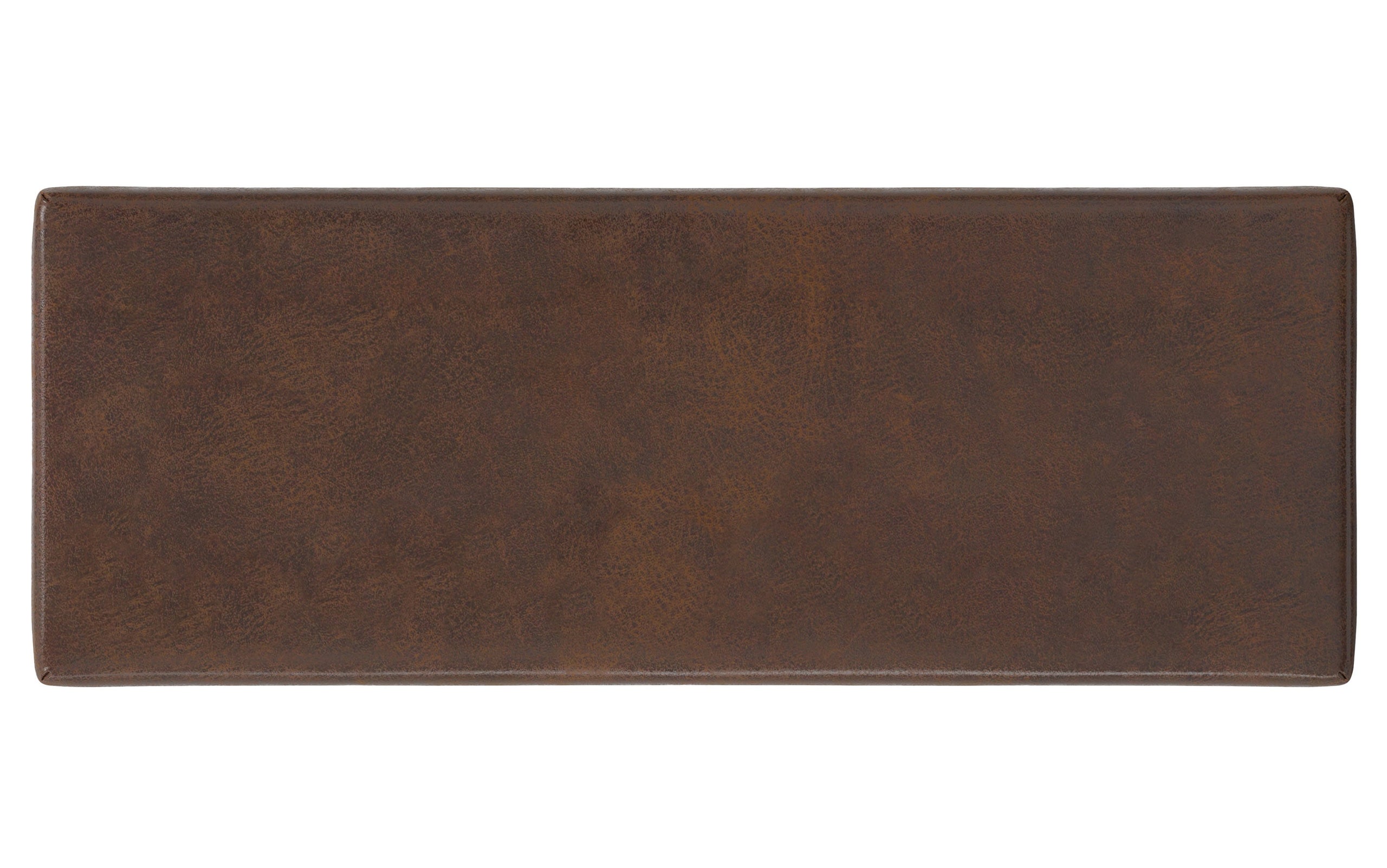 Distressed Chestnut Brown Distressed Vegan Leather | Chanelle Mid Century Ottoman Bench