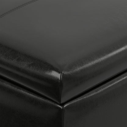 Midnight Black Vegan Leather | Gabbie Rectangular Storage Ottoman in Vegan Leather