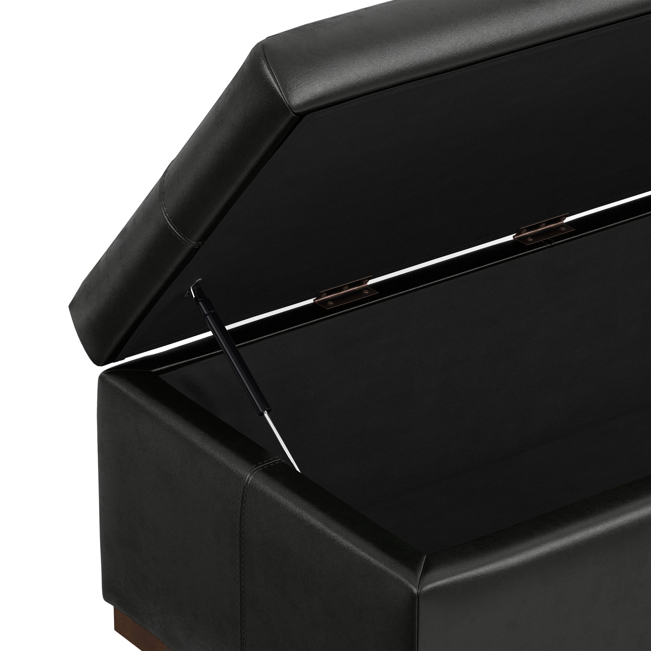 Midnight Black Vegan Leather | Gabbie Rectangular Storage Ottoman in Vegan Leather