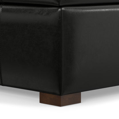 Midnight Black Vegan Leather | Gabbie Rectangular Storage Ottoman in Vegan Leather