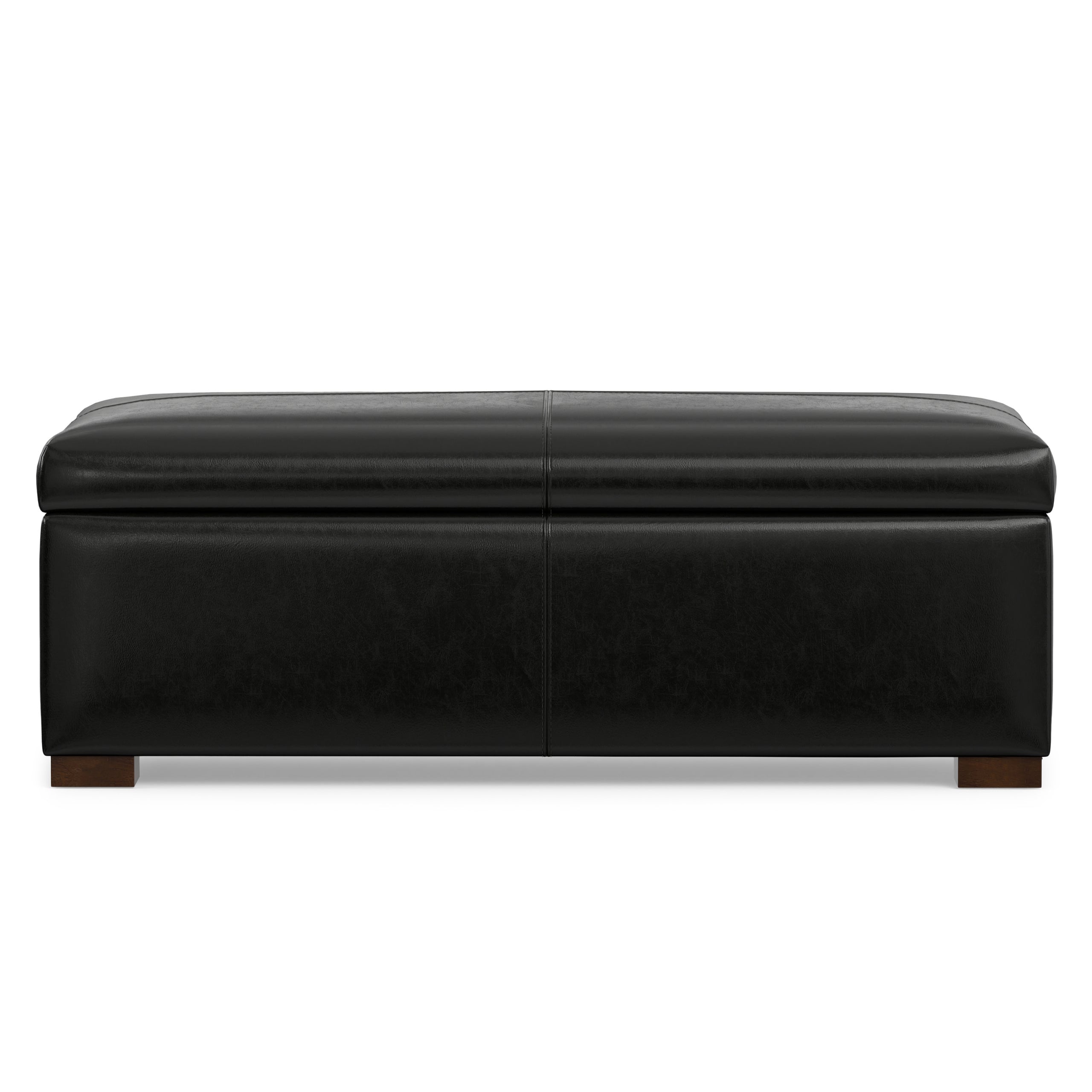 Midnight Black Vegan Leather | Gabbie Rectangular Storage Ottoman in Vegan Leather