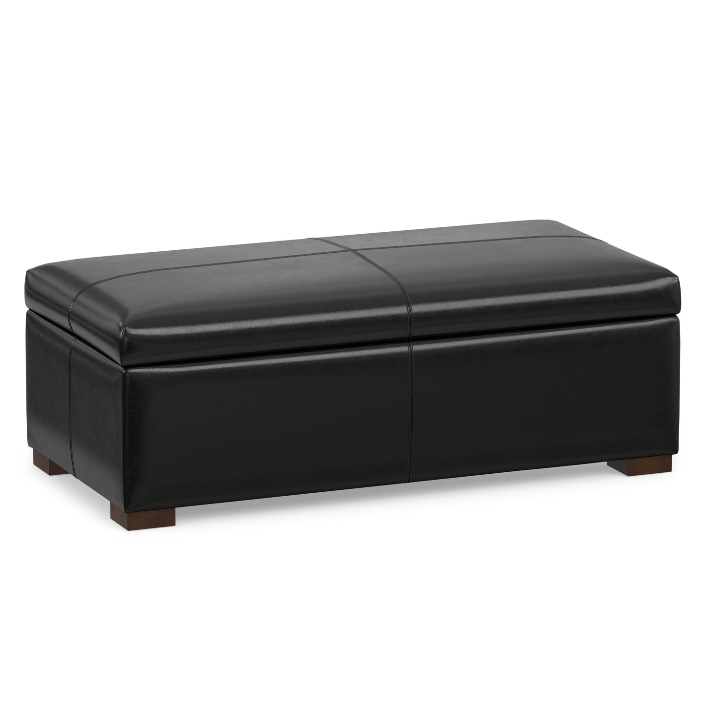 Midnight Black Vegan Leather | Gabbie Rectangular Storage Ottoman in Vegan Leather