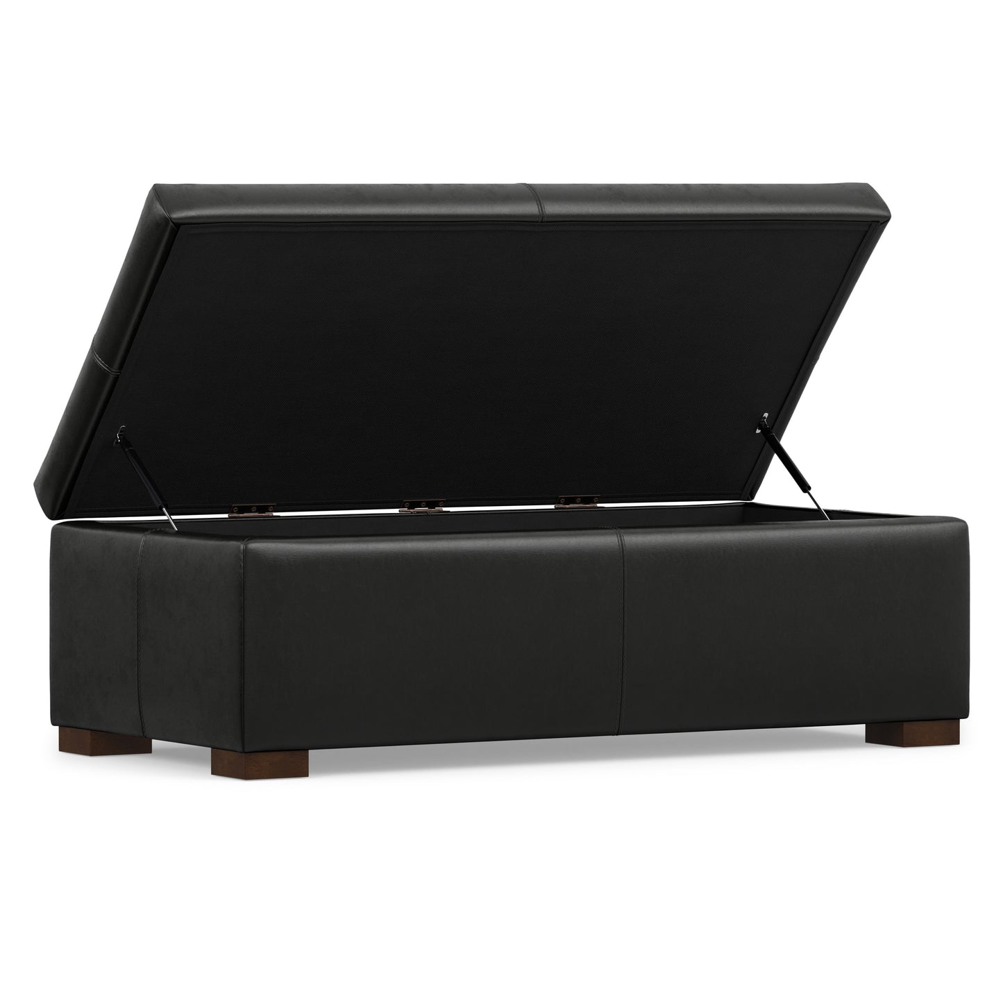 Midnight Black Vegan Leather | Gabbie Rectangular Storage Ottoman in Vegan Leather