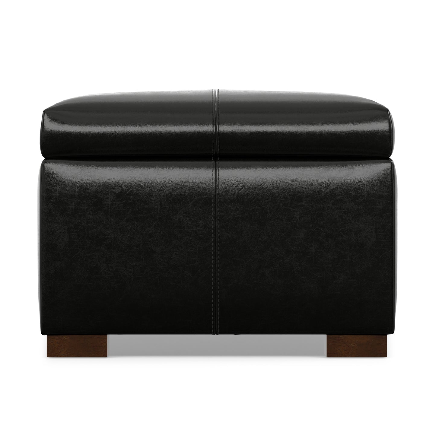 Midnight Black Vegan Leather | Gabbie Rectangular Storage Ottoman in Vegan Leather