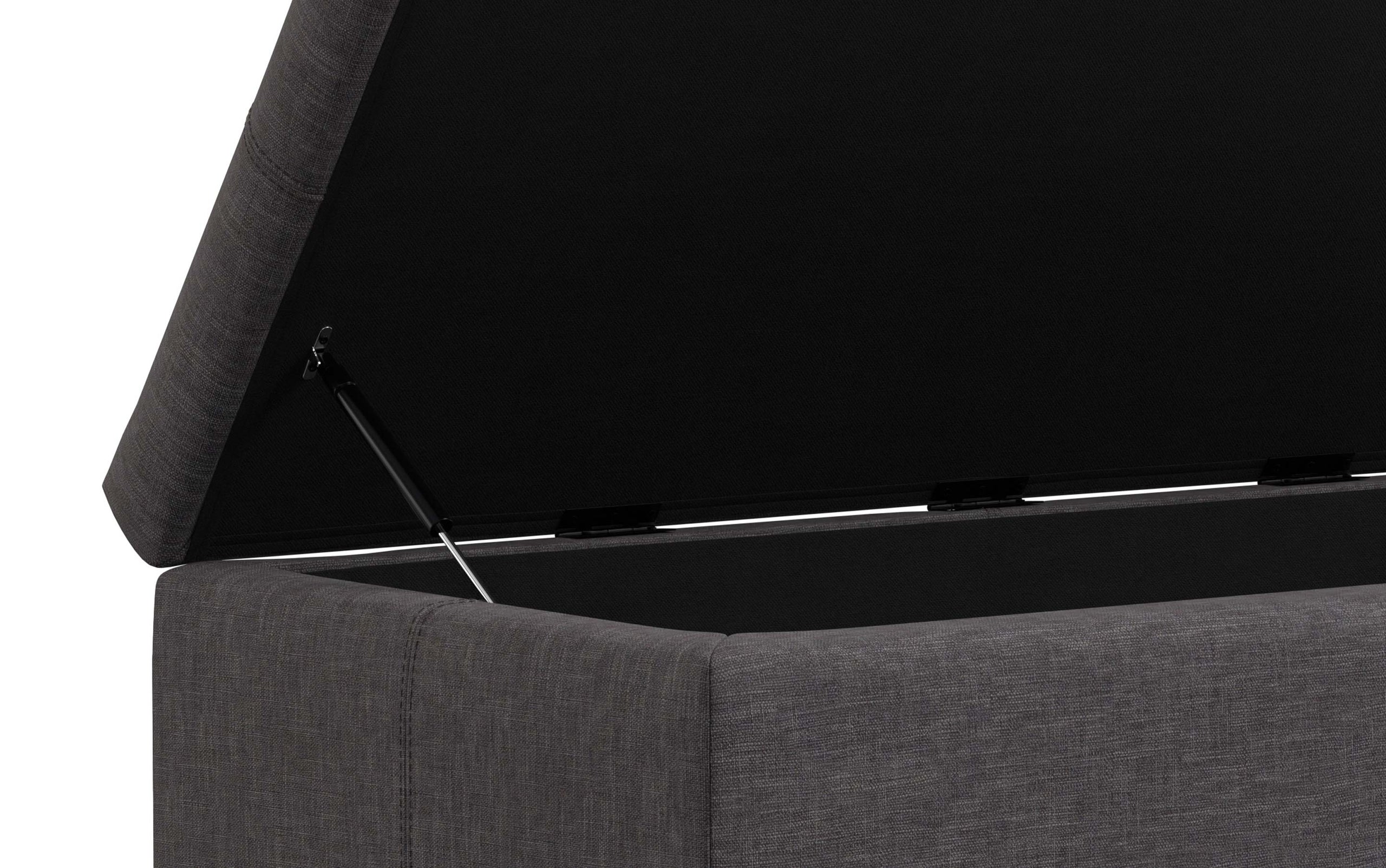 Slate Grey Linen Style Fabric | Gabbie Rectangular Storage Ottoman